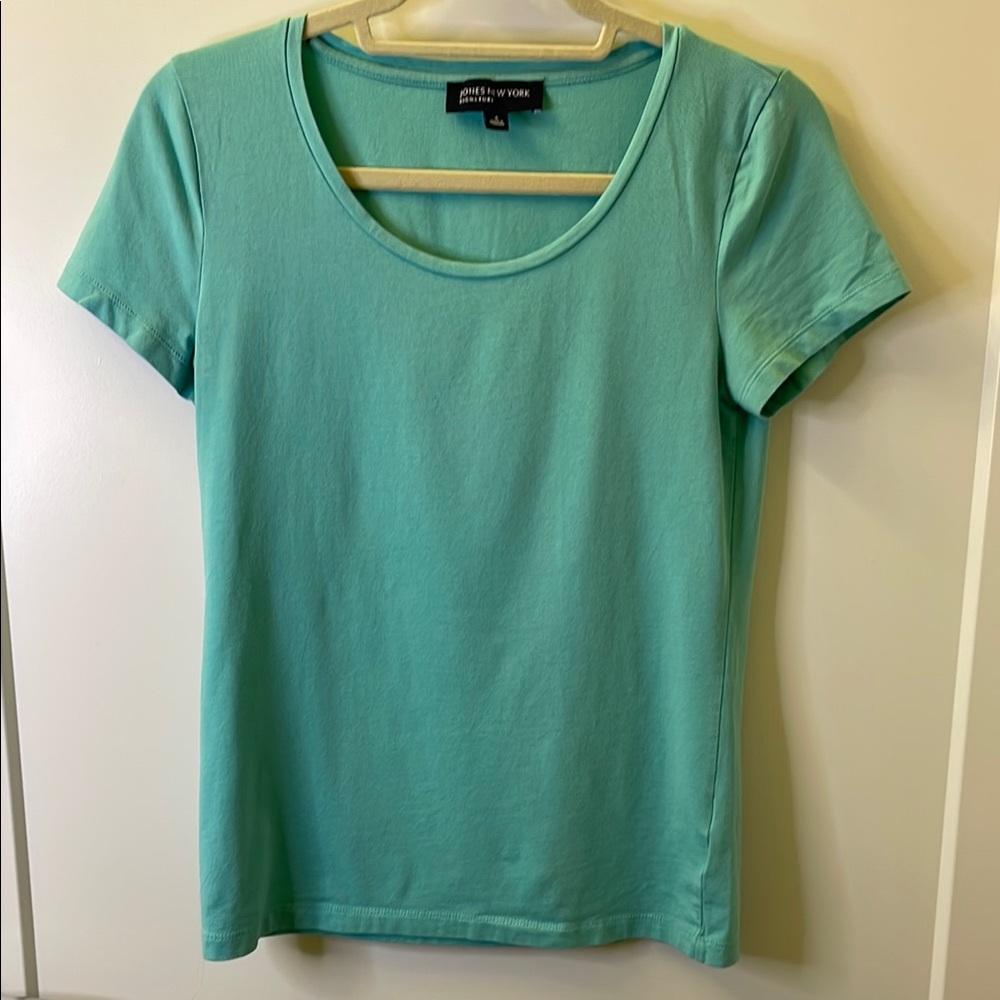 Jones New York Women's Teal Short Sleeve Tee